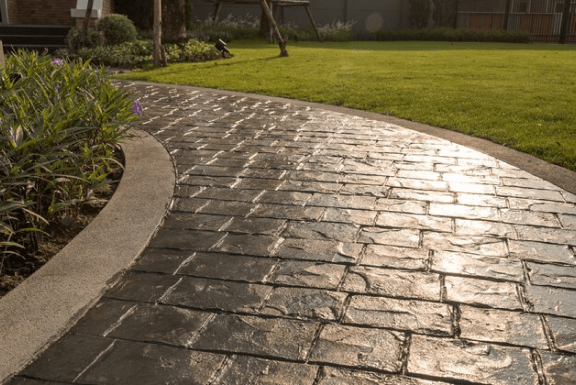 stamped concrete hardscape masonry in Norfolk and Middlesex County Massachusetts